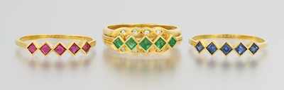 Appraisal: A Set of k Gold and Gemstone Nesting Rings k