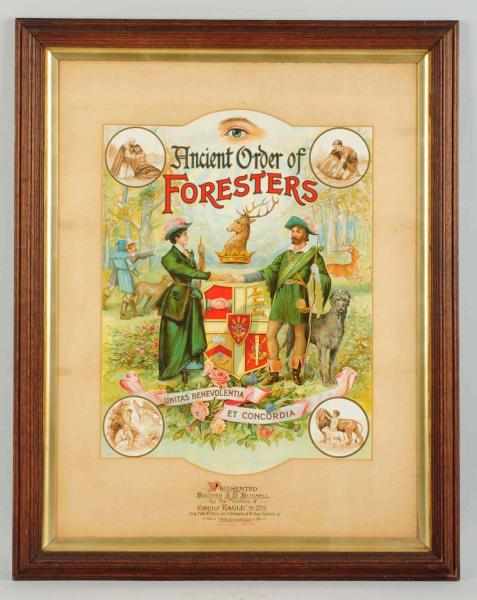 Appraisal: Paper Ancient Order of Foresters Poster Beautifully matted and framed