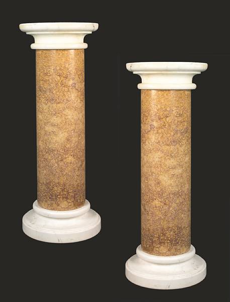 Appraisal: A pair of Italian brocatello and white marble pedestals The