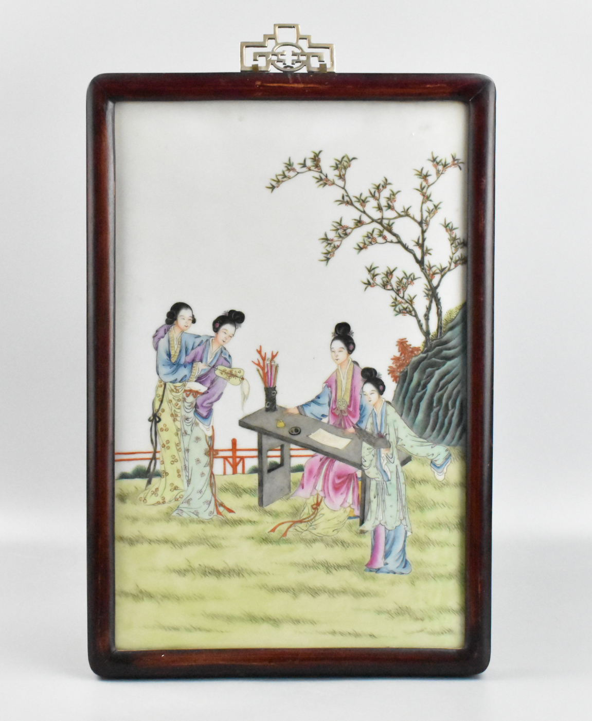 Appraisal: A Chinese famille rose plaque with figures dating from the