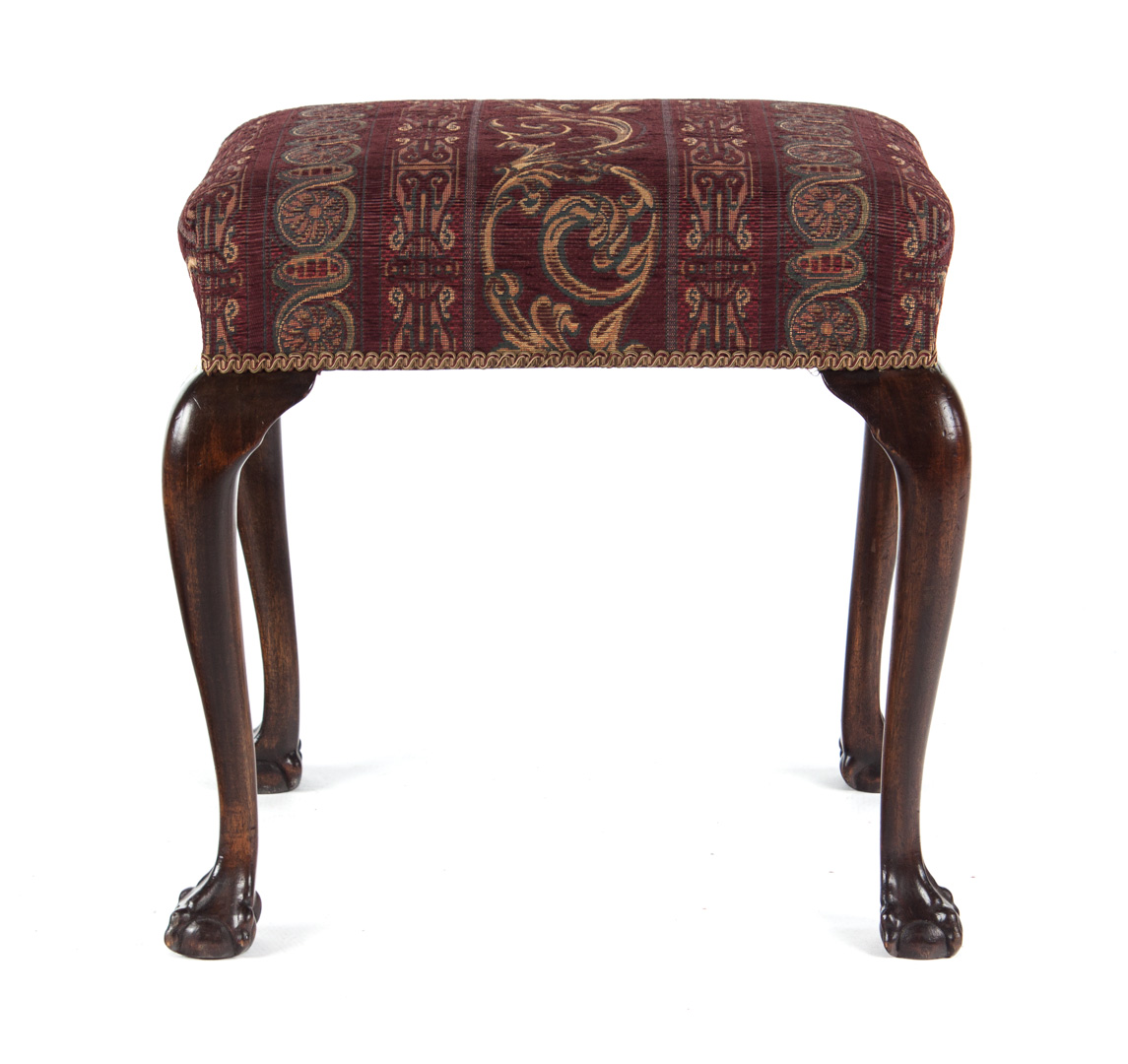 Appraisal: Chippendale style upholstered mahogany stool seat cushion upholstered over frame