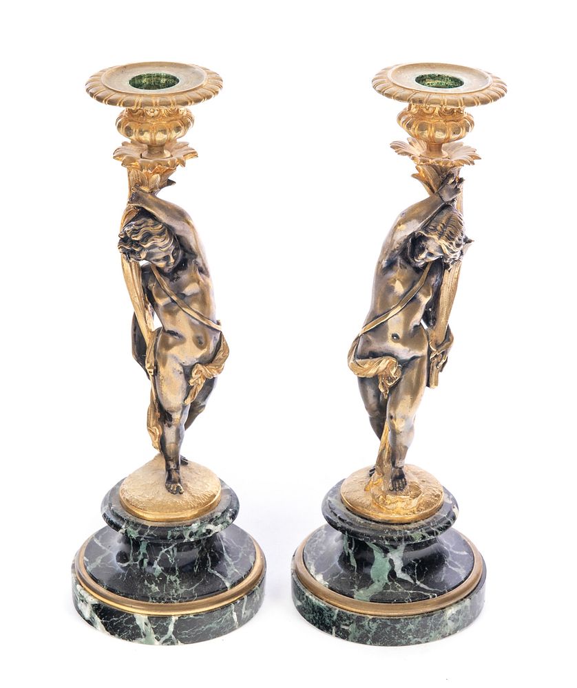 Appraisal: Victor Paillard figural Candlesticks signed Victor Paillard figural Candlesticks signed