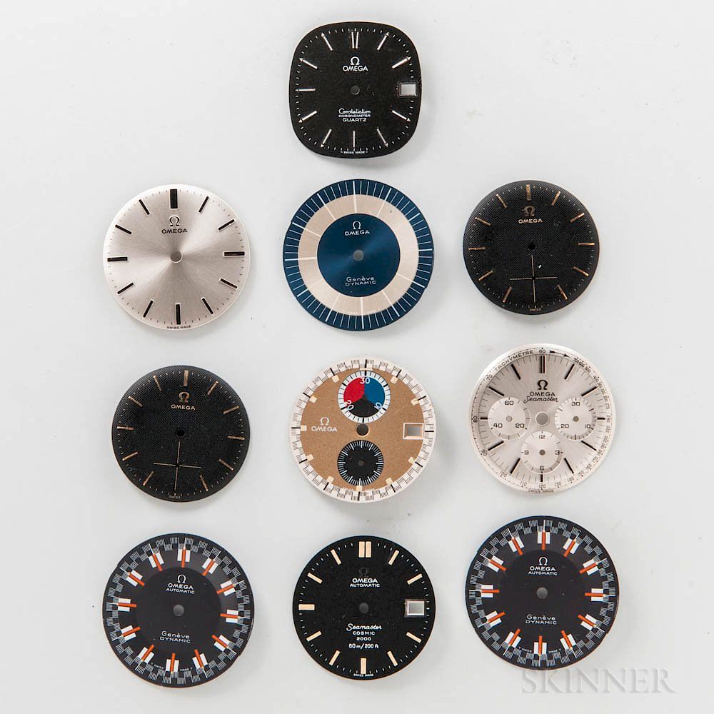 Appraisal: Ten Omega Wristwatch Dials Ten Omega Wristwatch Dials a silvered