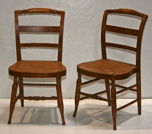 Appraisal: A pair of Federal faux grained side chairs circa height