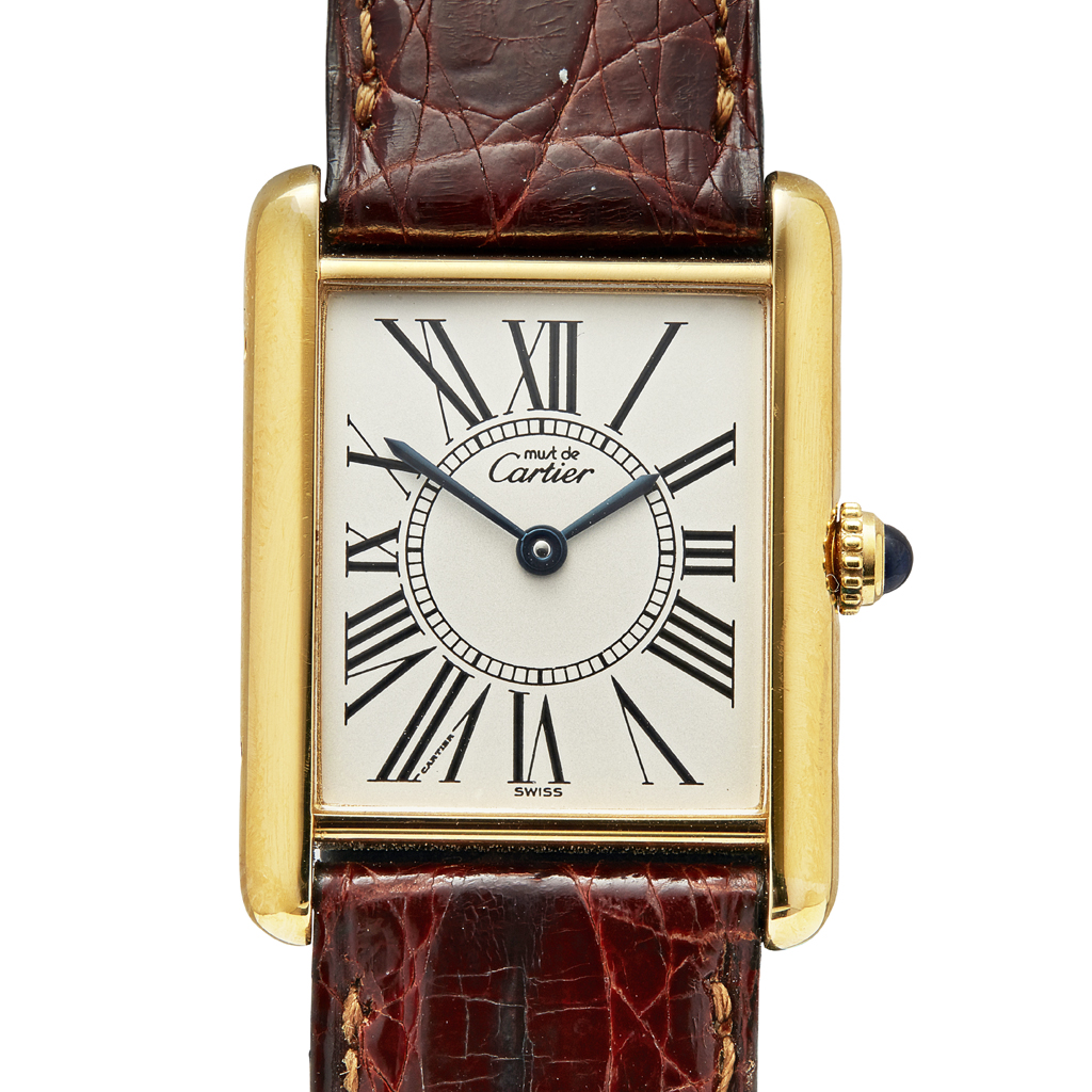 Appraisal: MUST de CARTIER - A lady's silver gilt cased wrist