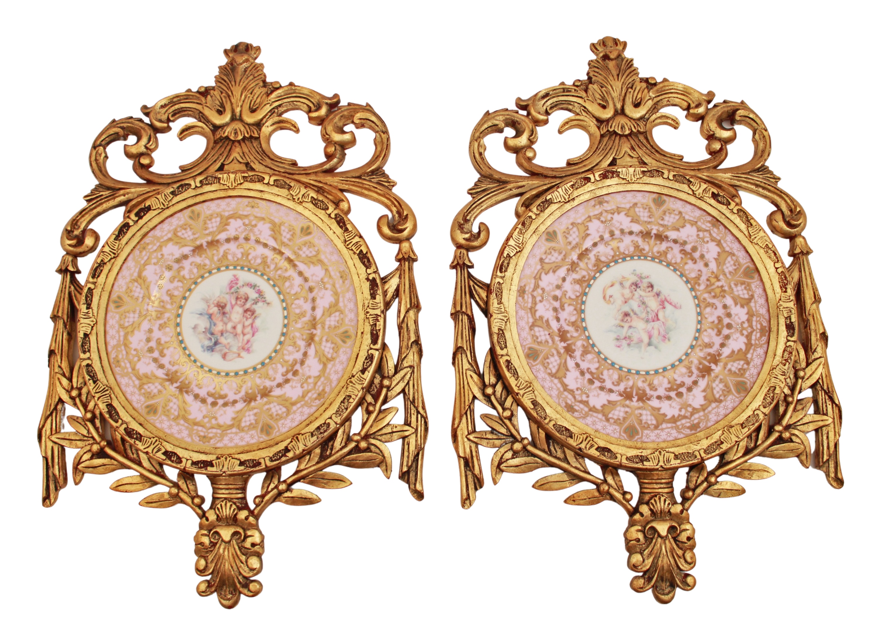 Appraisal: Pair of Sevres style porcelain plates with center vignette of