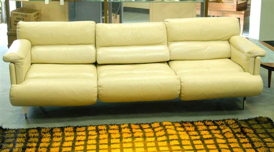 Appraisal: Harvey Probber Cream Leather Couch Signed Povenance consigner purchased in