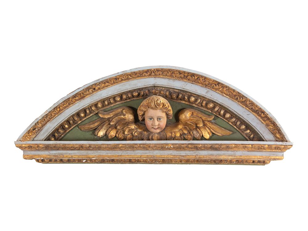 Appraisal: A Baroque Painted and Parcel Gilt Transom Ornament A Baroque