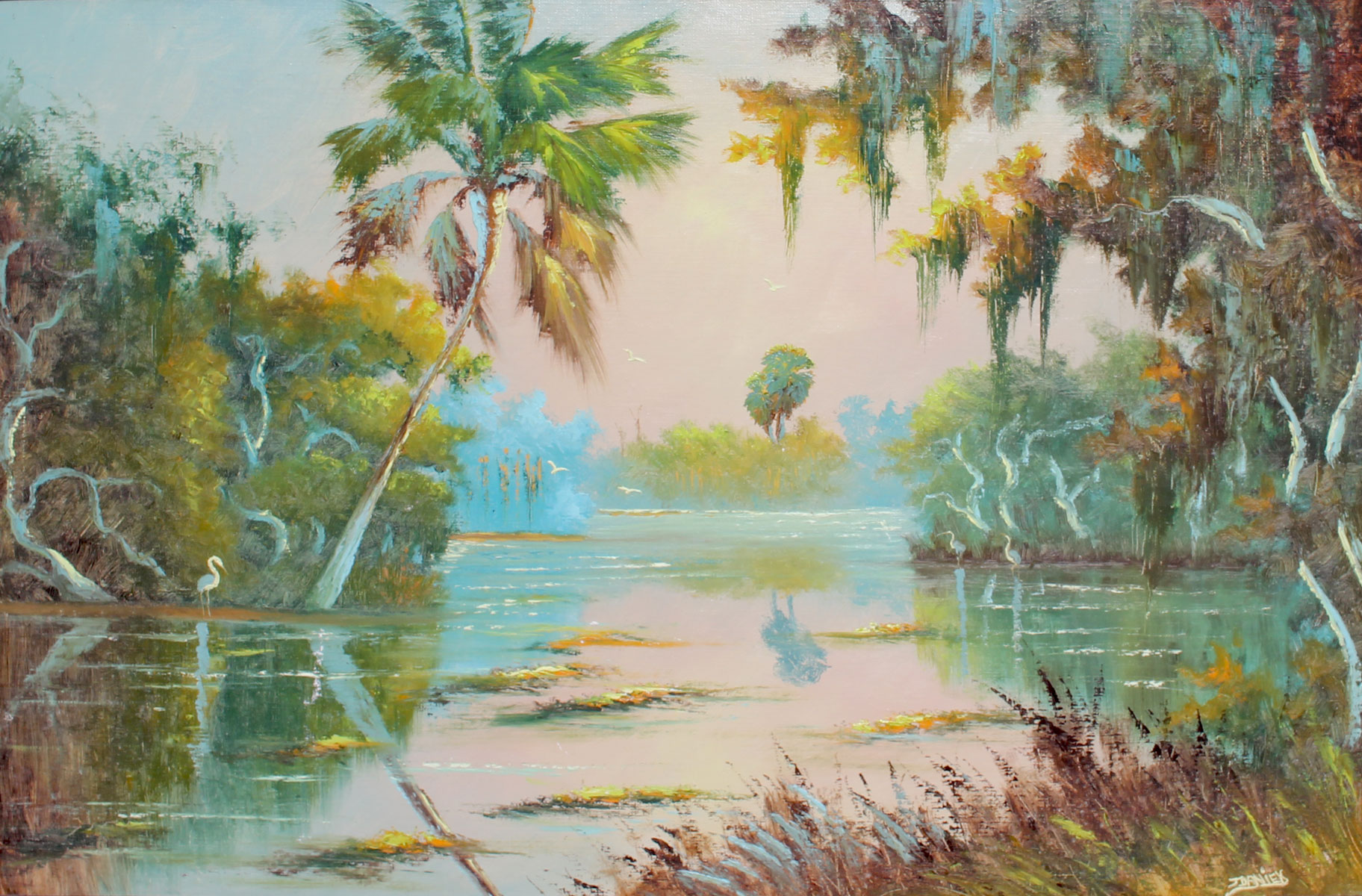 Appraisal: DANIELS Johnny American - Florida Highwaymen Lagoon Scene Oil Upson