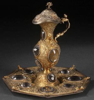 Appraisal: SILVER GILT EWER STAND A CONTINENTAL BAROQUE REVIVAL SILVER-GILT AND