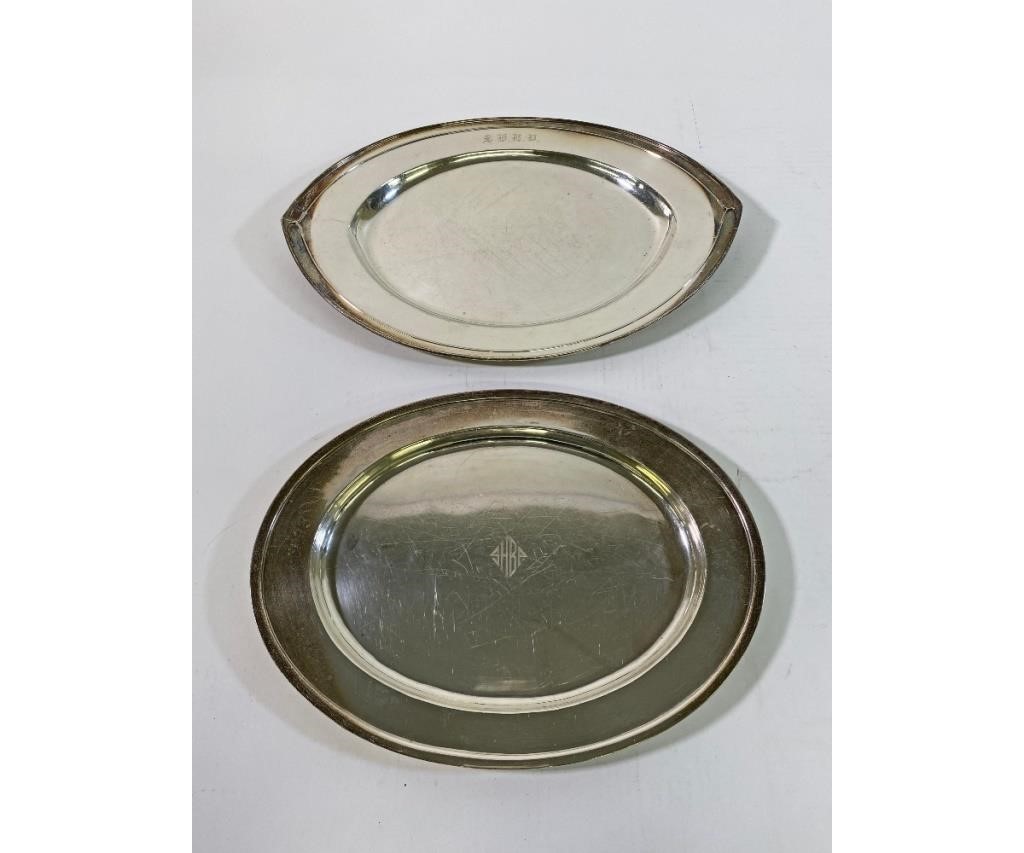 Appraisal: Two sterling silver trays larest x both monogrammed troy oz