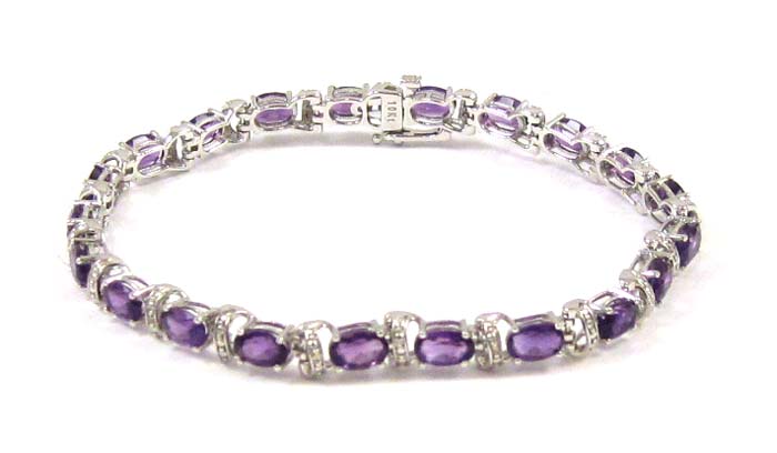 Appraisal: AMETHYST DIAMOND AND TEN KARAT WHITE GOLD BRACELET - inches