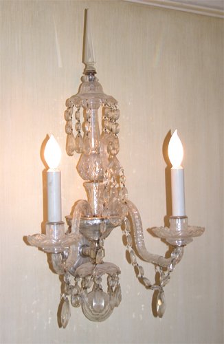 Appraisal: Title Venetian-Style Pressed Glass and Crystal -light Sconces with pyramid