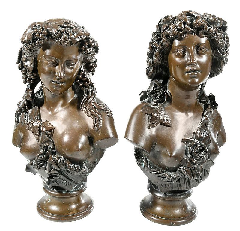 Appraisal: Jean-Baptiste Cl singer French - Two allegorical busts Summer and