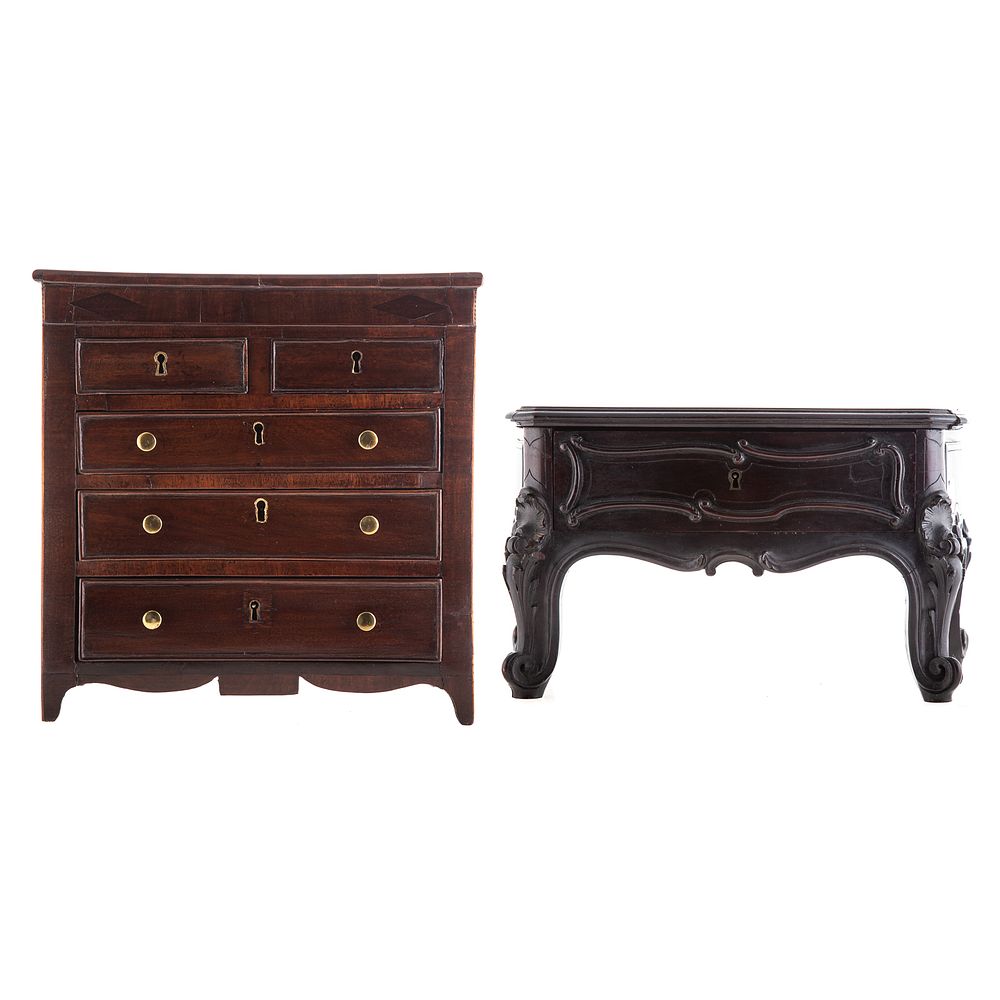 Appraisal: Two Pieces Of English Miniature Furniture George II style miniature