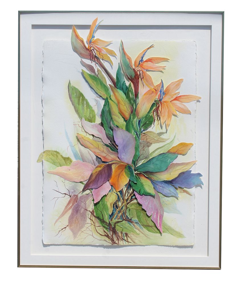 Appraisal: Sylvia Barrons th C Birds of Paradise Sylvia Barrons th