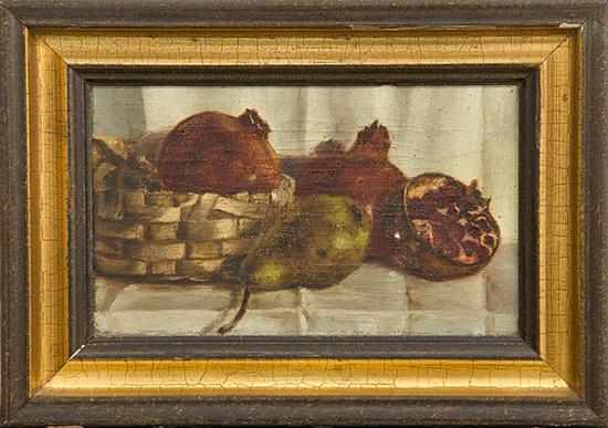 Appraisal: British school th century STILL LIFE WITH POMEGRANATES AND PEAR