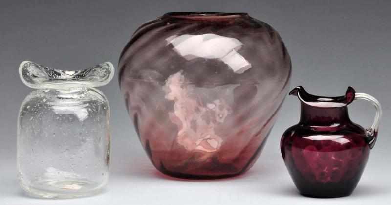 Appraisal: Lot of Early Blown Glass Pieces Description Includes one ruby