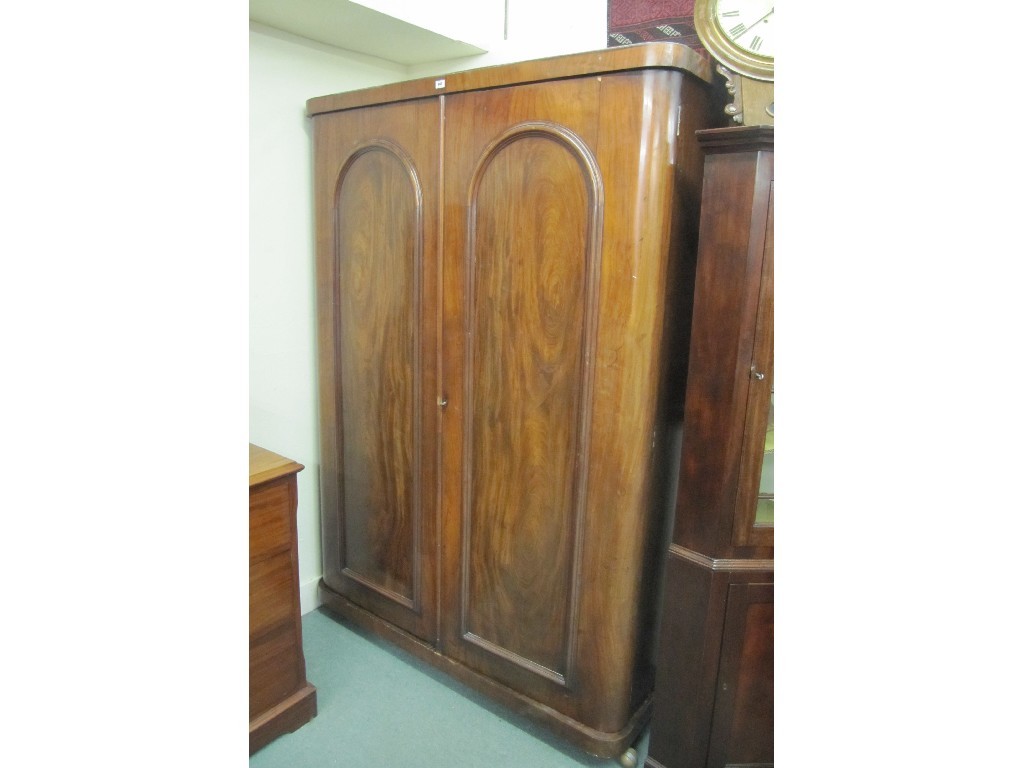 Appraisal: Victorian mahogany two door wardrobe