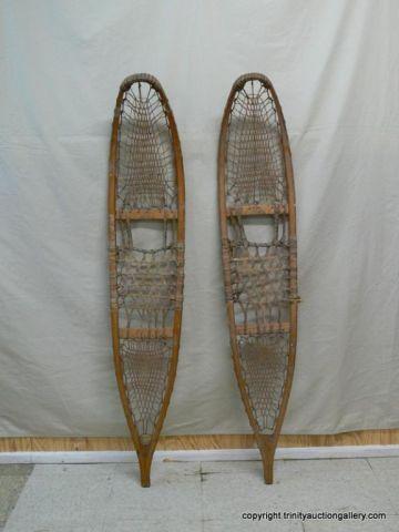 Appraisal: Authentic Pair of Rawhide Laced Snow Shoes - Made by