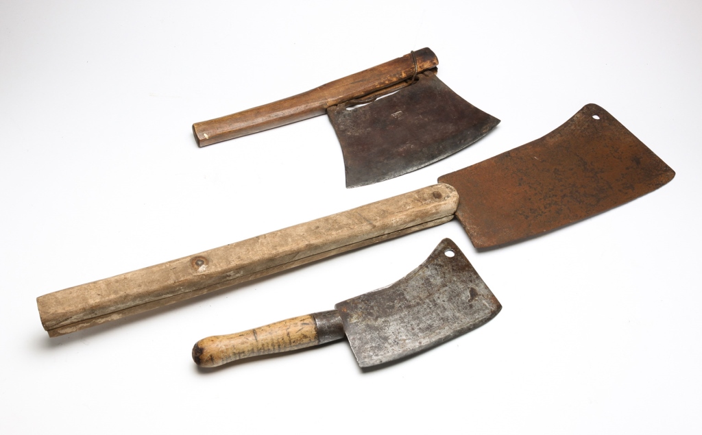 Appraisal: Nineteenth century Forged iron blades with wood handles Blacksmith made