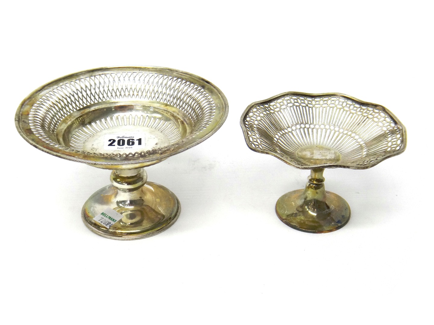 Appraisal: Silver comprising a circular pedestal sweetmeat stand having pierced decoration