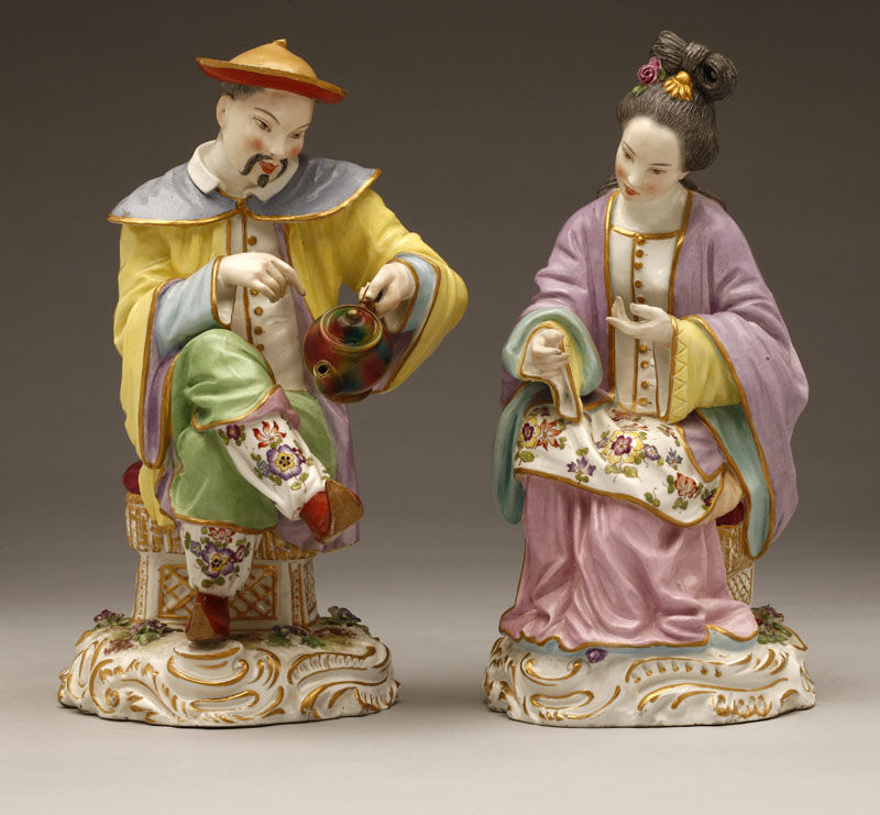 Appraisal: A pair of German porcelain 'Chinese' figures A pair of