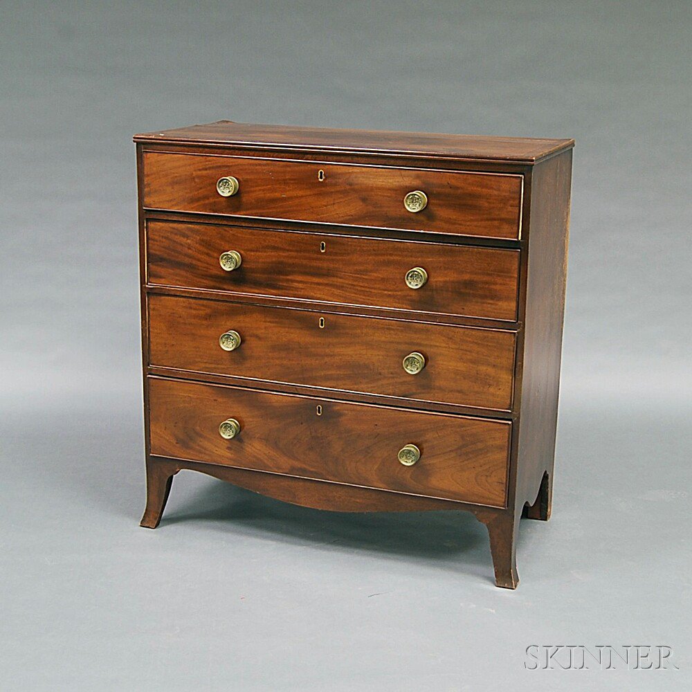 Appraisal: George III Mahogany Veneer Chest of Drawers England early th