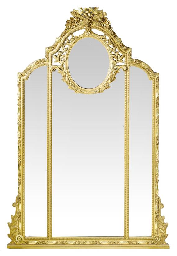 Appraisal: MIRROR Louis XVI style th cent Carved and gilded wood