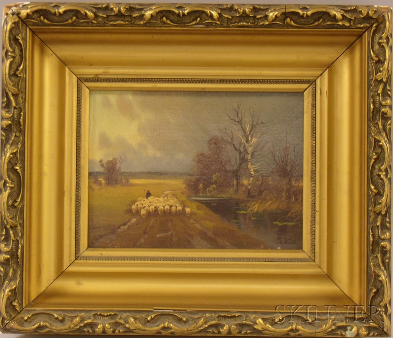 Appraisal: Framed th Century Oil on Artistboard Continental School Landscape with