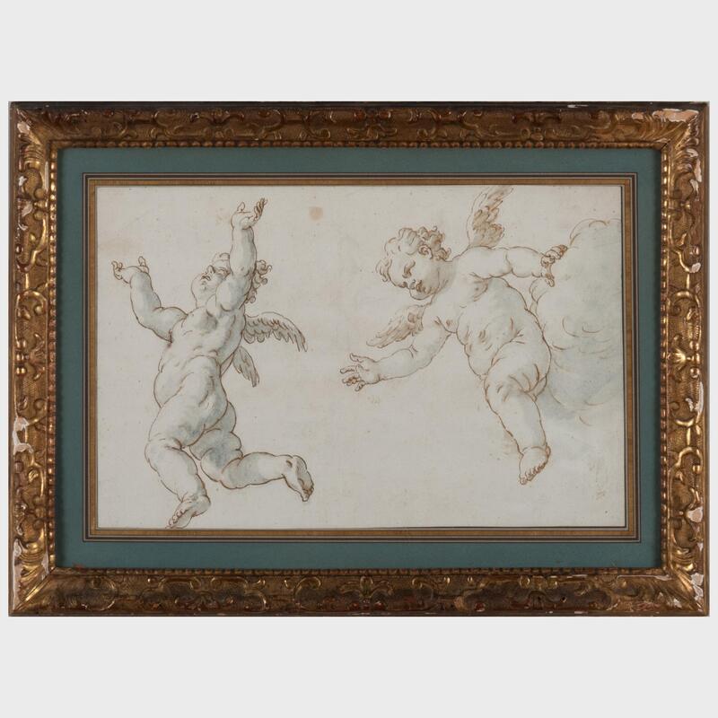 Appraisal: Venetian School Cherubs Ink and wash on paper unsigned with