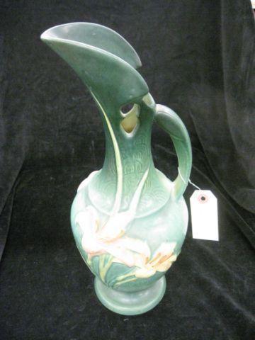 Appraisal: Roseville Art Pottery Ewer Zephyr Lily green - excellent