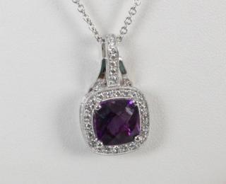 Appraisal: K DIAMOND AND AMETHYST PENDANT NECKLACE K WHITE GOLD DIAMOND