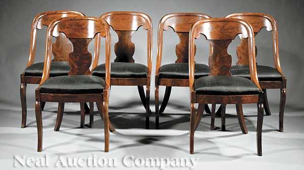 Appraisal: A Suite of Six American Late Classical Mahogany Gondola Dining