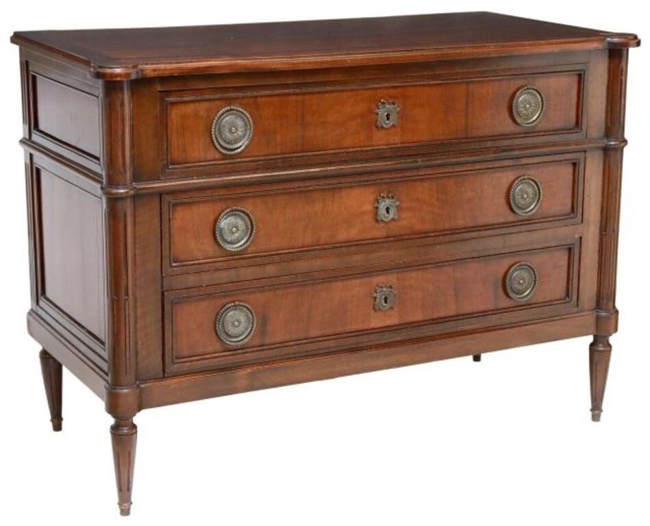 Appraisal: French Louis XVI style mahogany commode th c three drawers