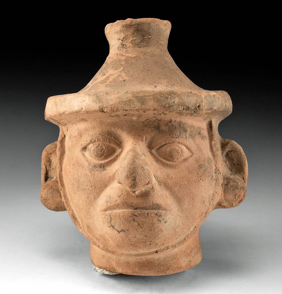 Appraisal: Moche Pottery Portrait Head Vessel Pre-Columbian North Coast Peru Moche