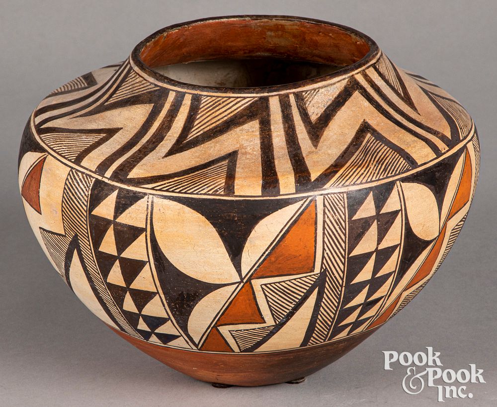 Appraisal: Acoma Indian pottery olla Acoma Indian pottery olla with polychromed