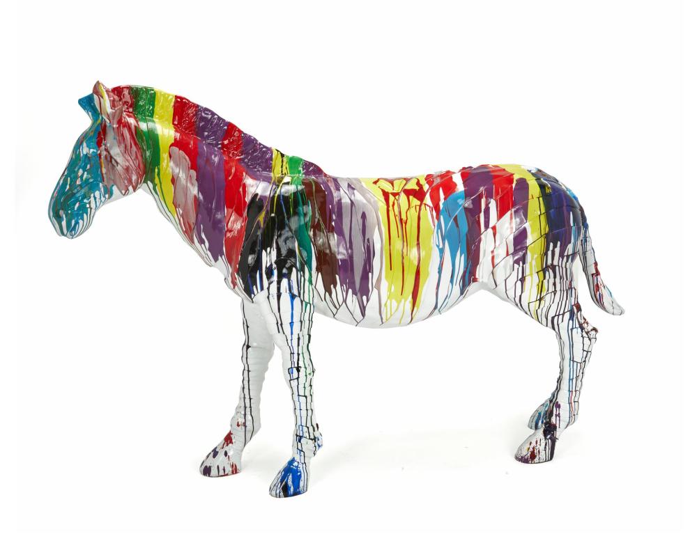 Appraisal: A contemporary zebra sculpture st Century The life-size fiberglass zebra