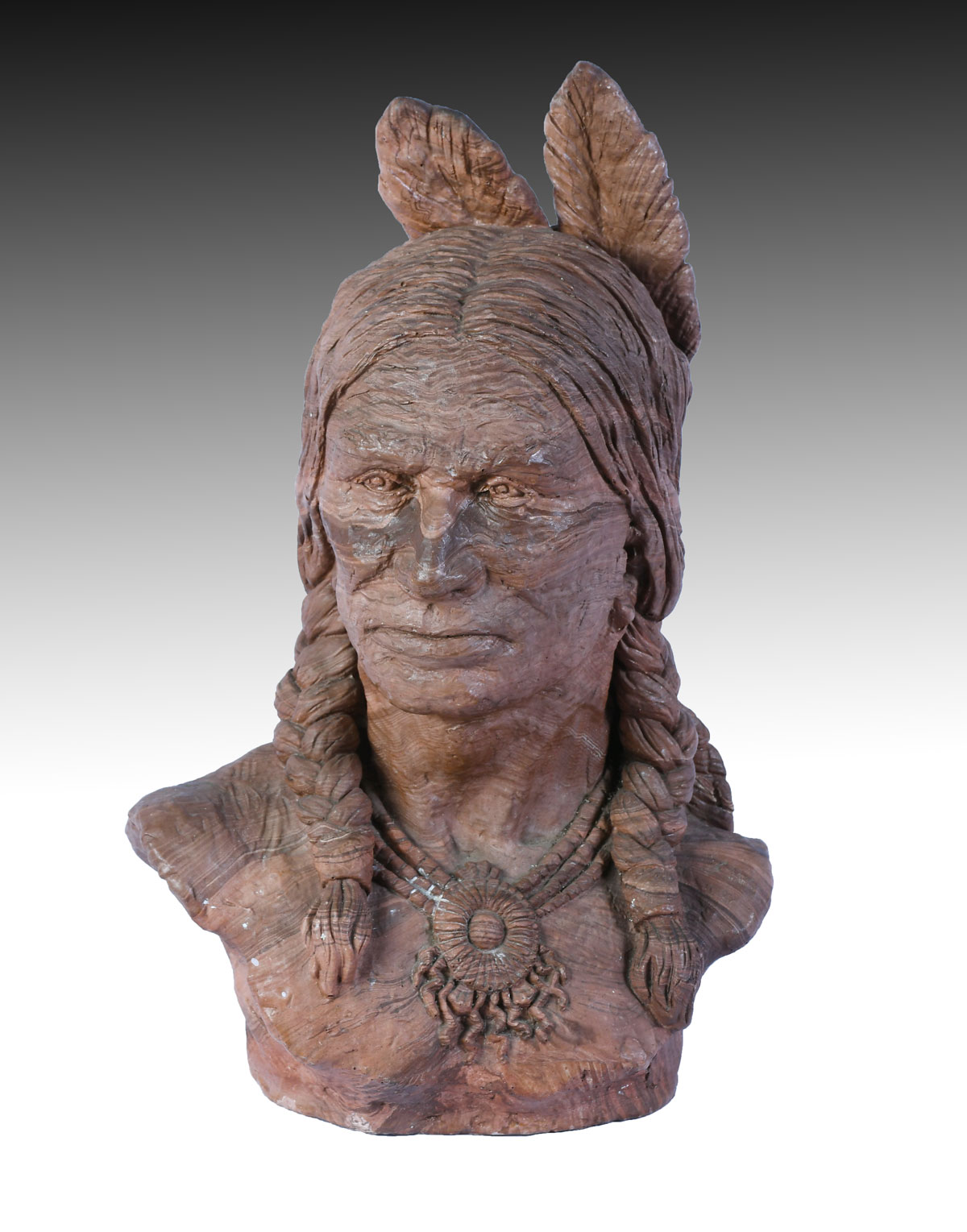 Appraisal: GLAZED TERRA COTTA INDIAN BUST SCULPTURE No visible signature ''