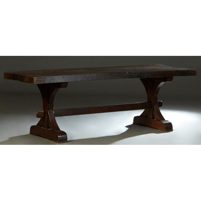 Appraisal: French Carved Oak Monastery Table th c the in thick