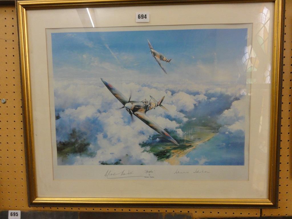 Appraisal: A signed coloured print by Robert Taylor titled Spitfire and