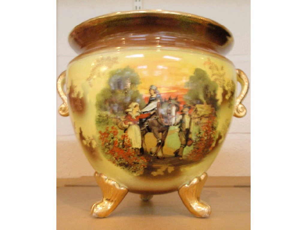 Appraisal: A large planter decorated with farming scene