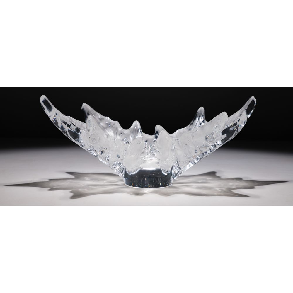 Appraisal: LALIQUE CRYSTAL CHAMPS ELYSEES BOWLUndated designed in frosted oak leaf