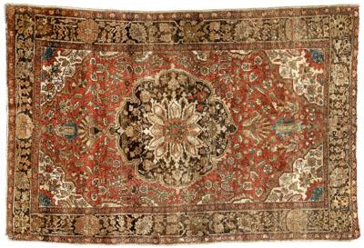 Appraisal: Finely woven Persian rug Ferahan design central medallion on brick