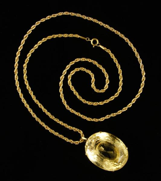 Appraisal: - K Necklace with Large Lemon Citrine K yellow gold