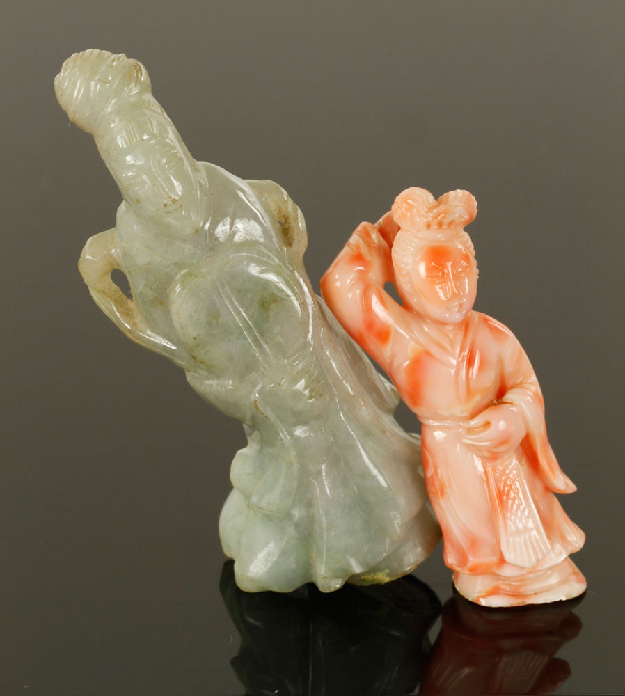 Appraisal: - Two Chinese Figures Two figures China to include jade