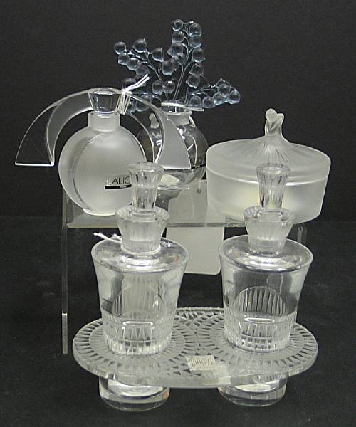 Appraisal: A group of Lalique glass table items Comprising oil and