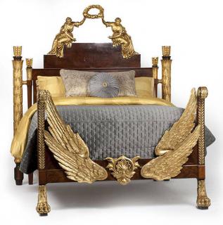 Appraisal: An Empire style gilt and flame mahogany bed First quarter