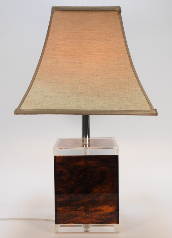 Appraisal: MCM LUCITE BLOCK TABLE LAMP United States th CenturyColorless and