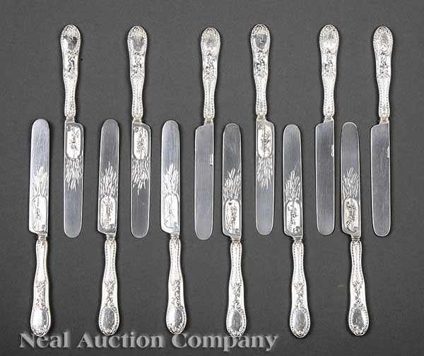 Appraisal: A Set of American Coin Silver Luncheon Knives Tifft Whiting